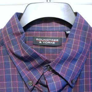 Roundtree & Yorke LS XL Dark Purple Blue Red